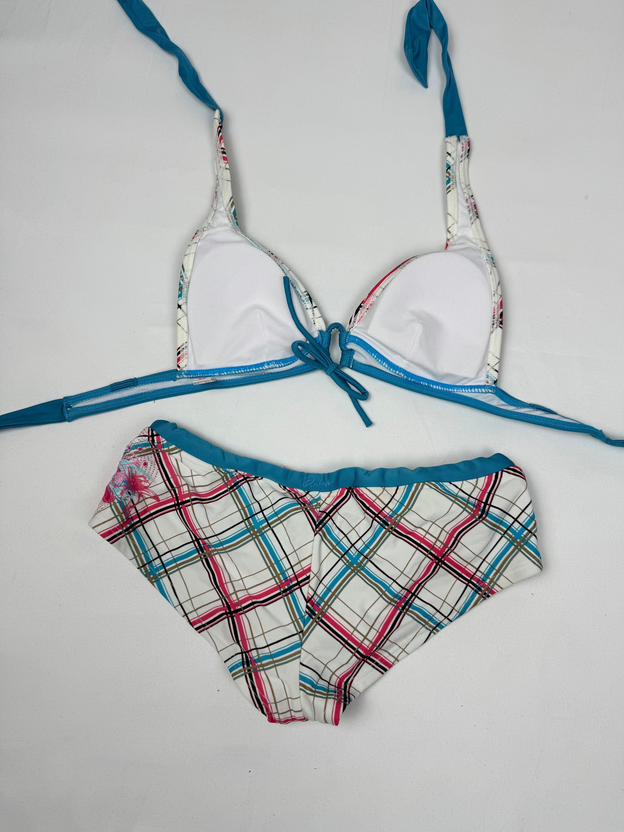 Multicolor check print low rise bikini set (S/M)