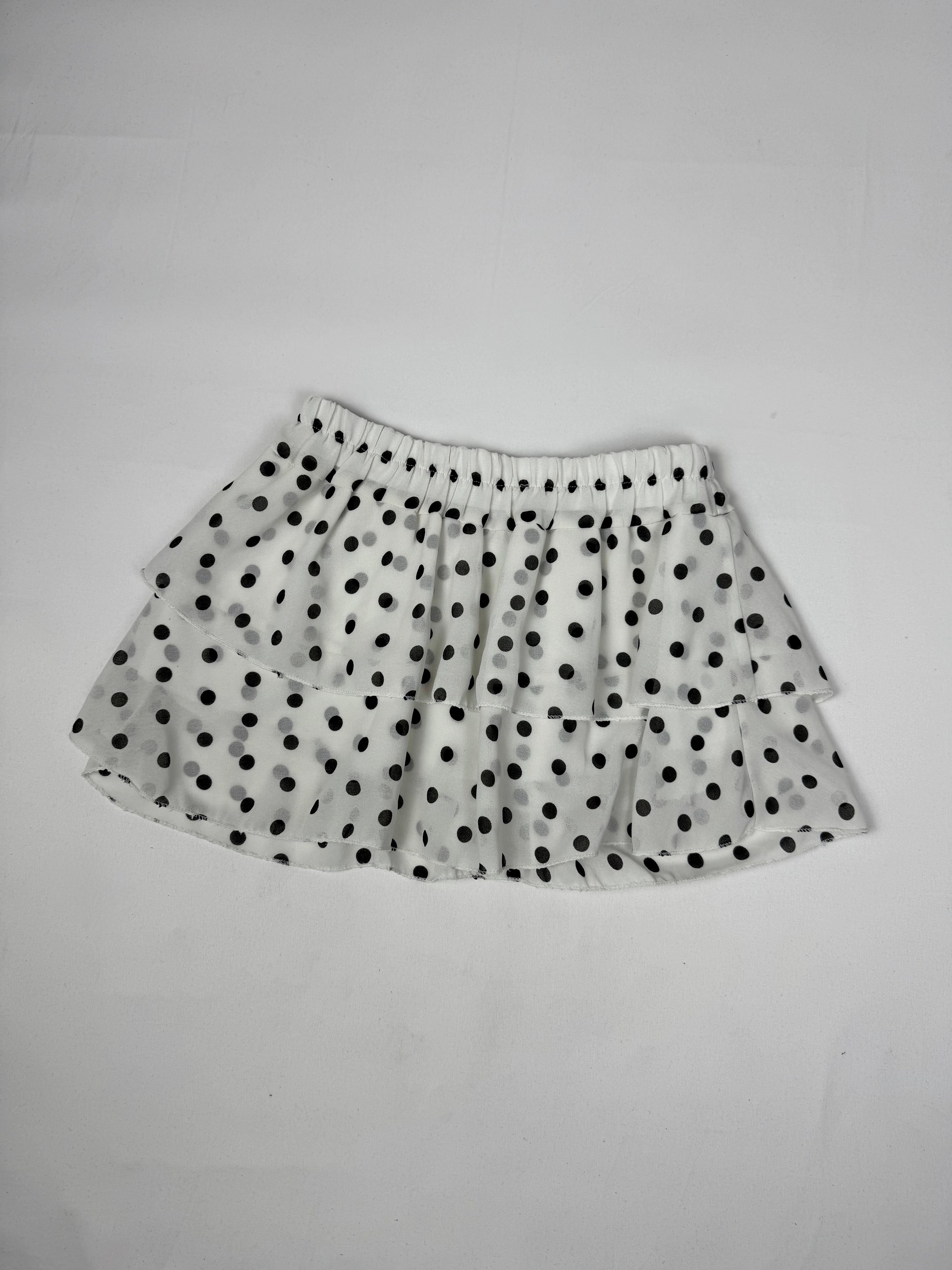 White polka dots pleated low rise mini skirt (S/M)