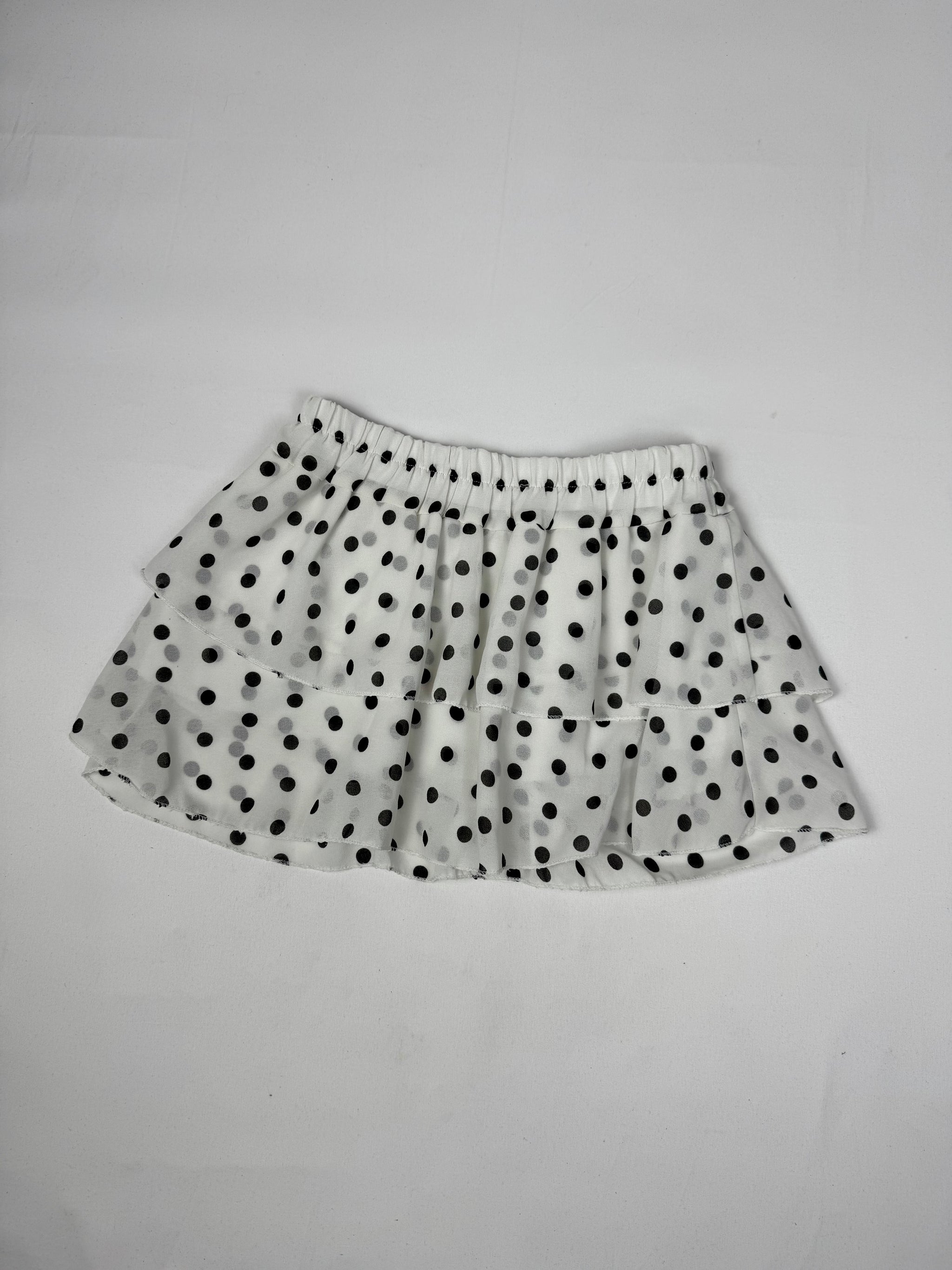 White polka dots pleated low rise mini skirt (S/M)