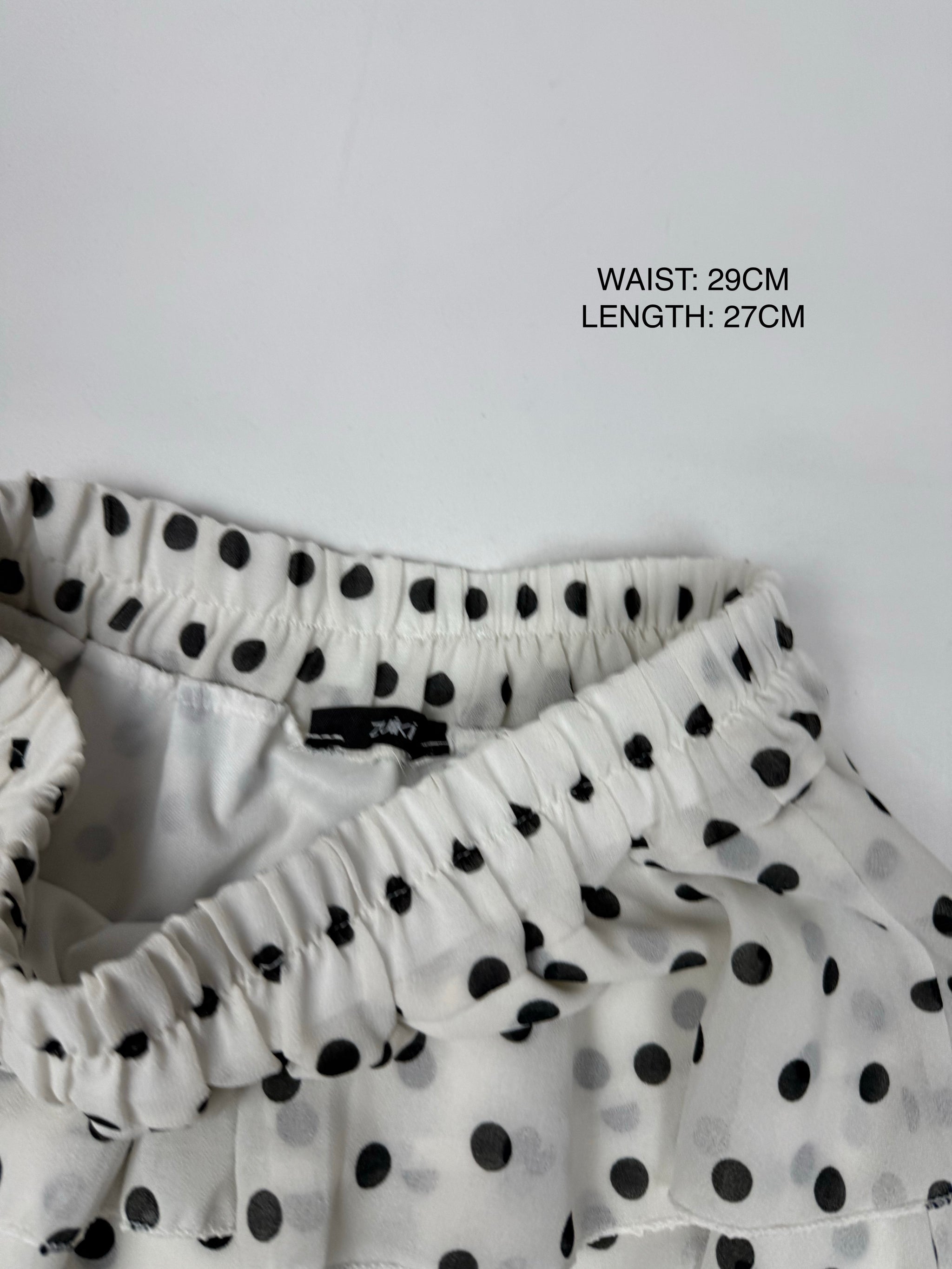 White polka dots pleated low rise mini skirt (S/M)
