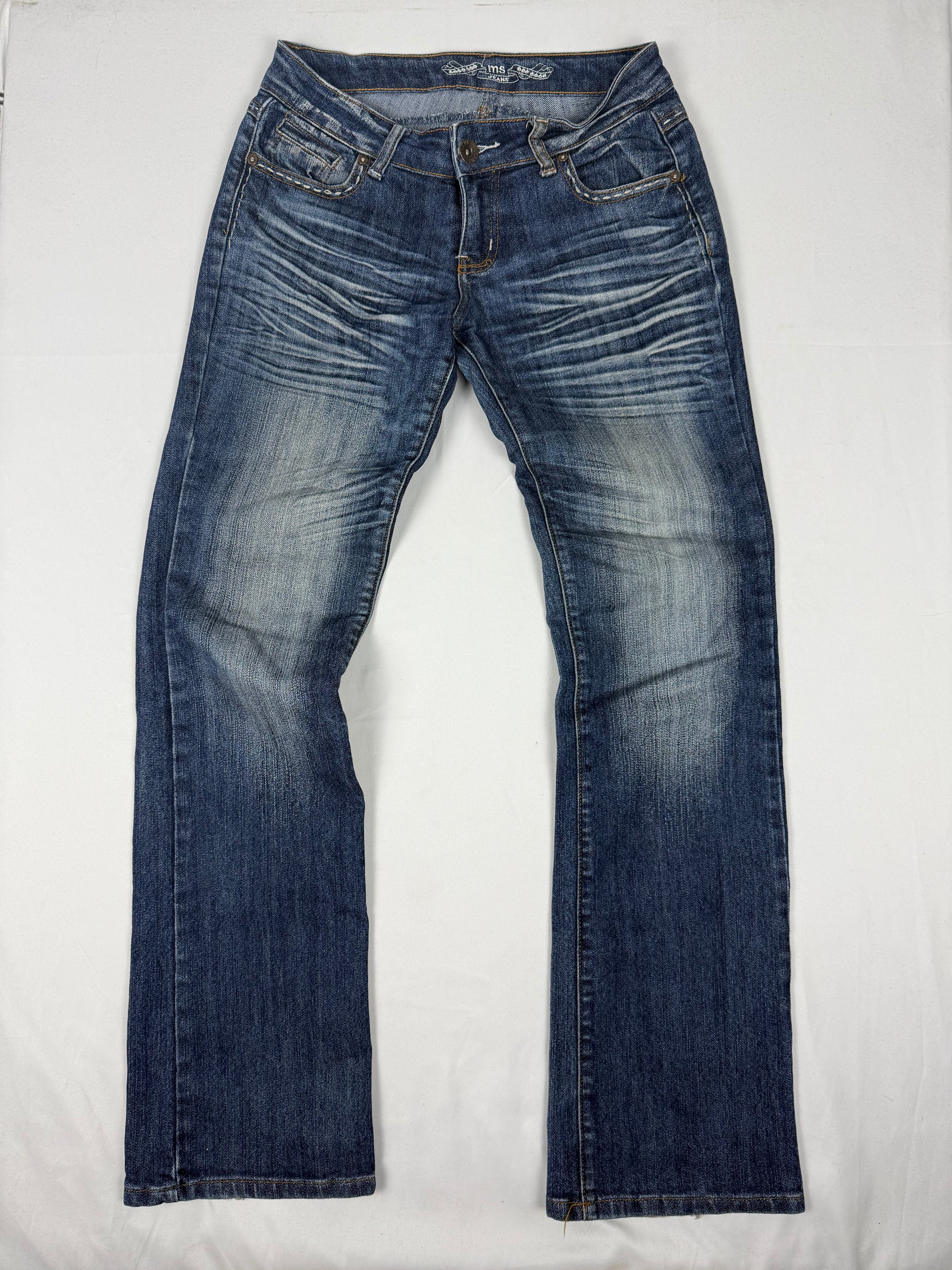 Navy blue denim cotton low rise bootcut pants (S/M)