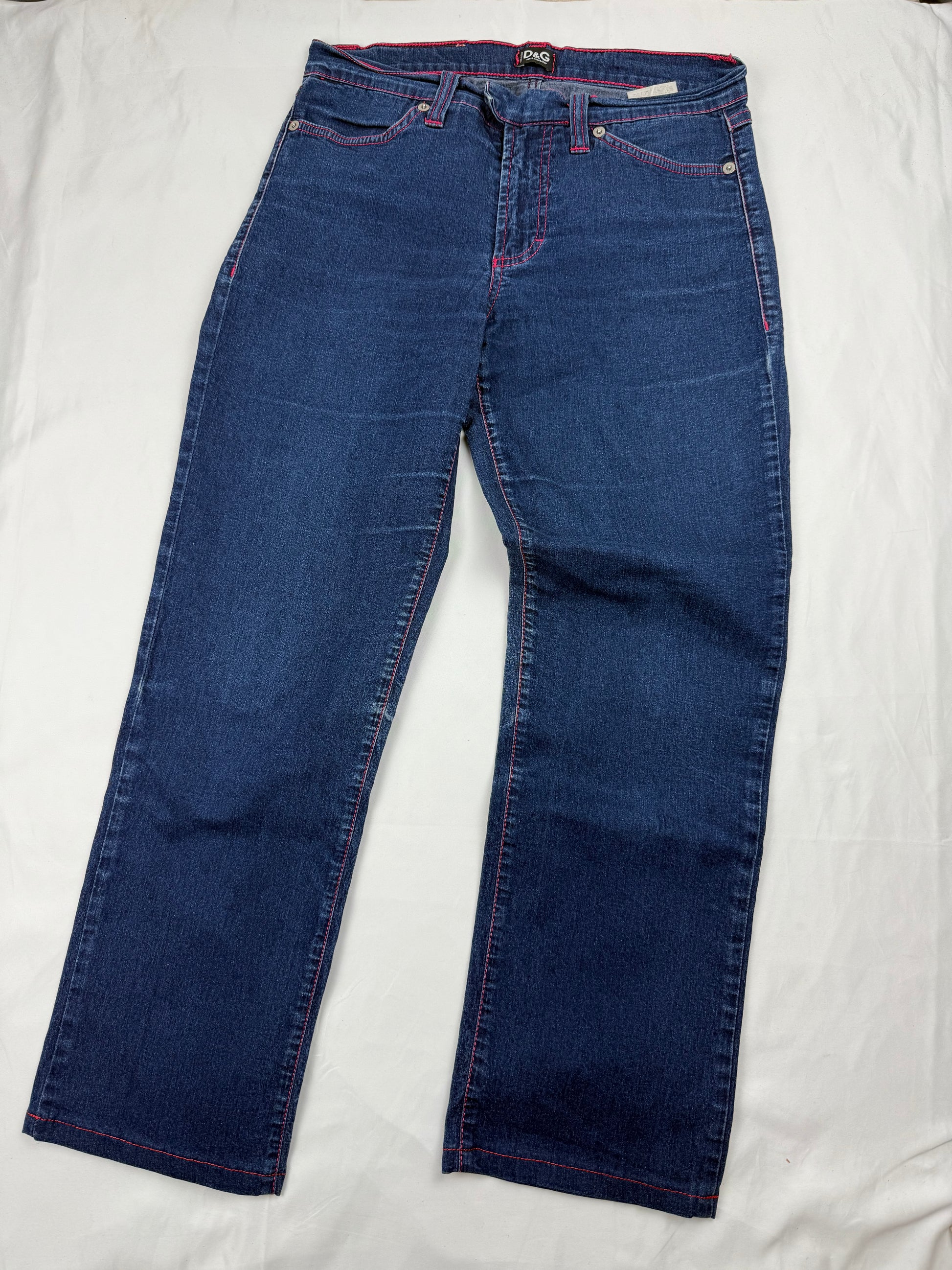 Blue denim low rise capri pants (S)