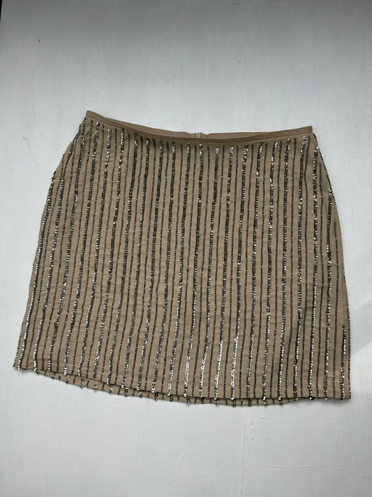 Beige sequins mini skirt (M)