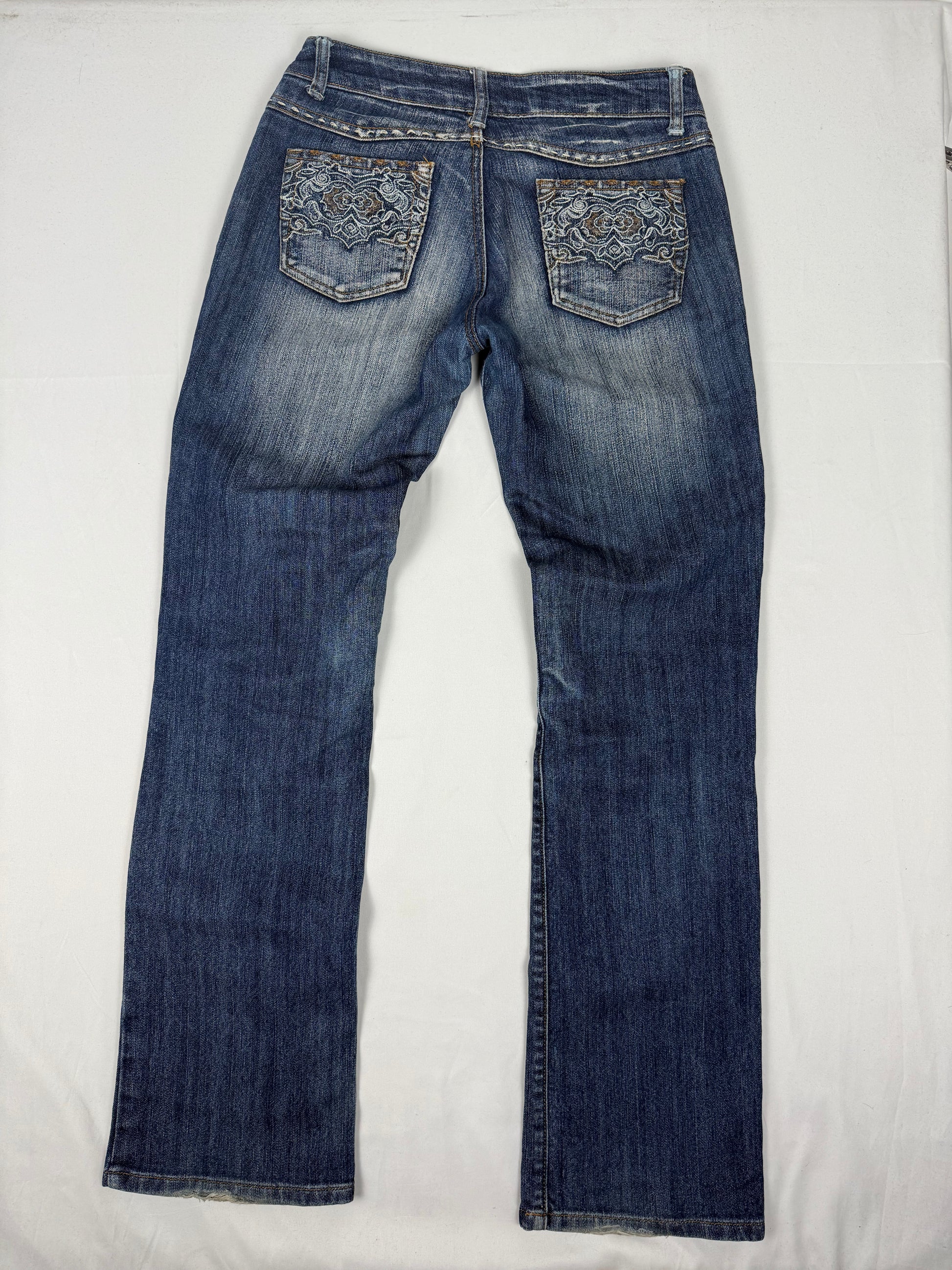 Navy blue denim cotton low rise bootcut pants (S/M)