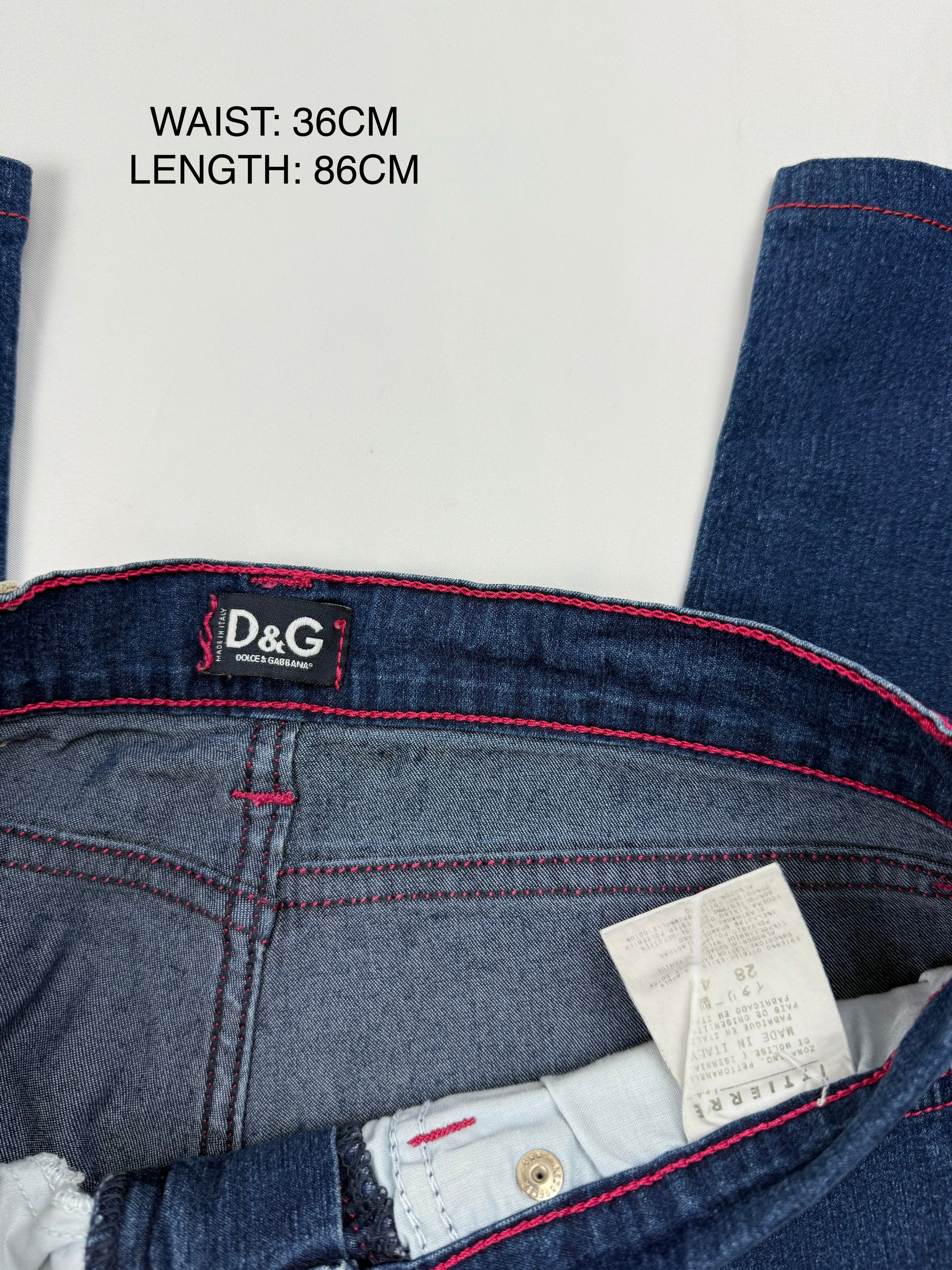 Blue denim low rise capri pants (S)