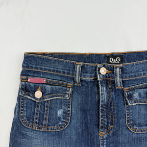 Blue denim low rise mini skirt (S)