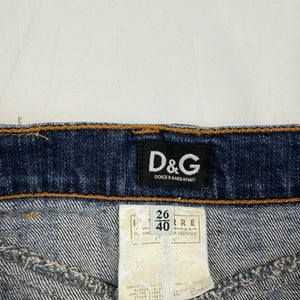 Blue denim low rise mini skirt (S)