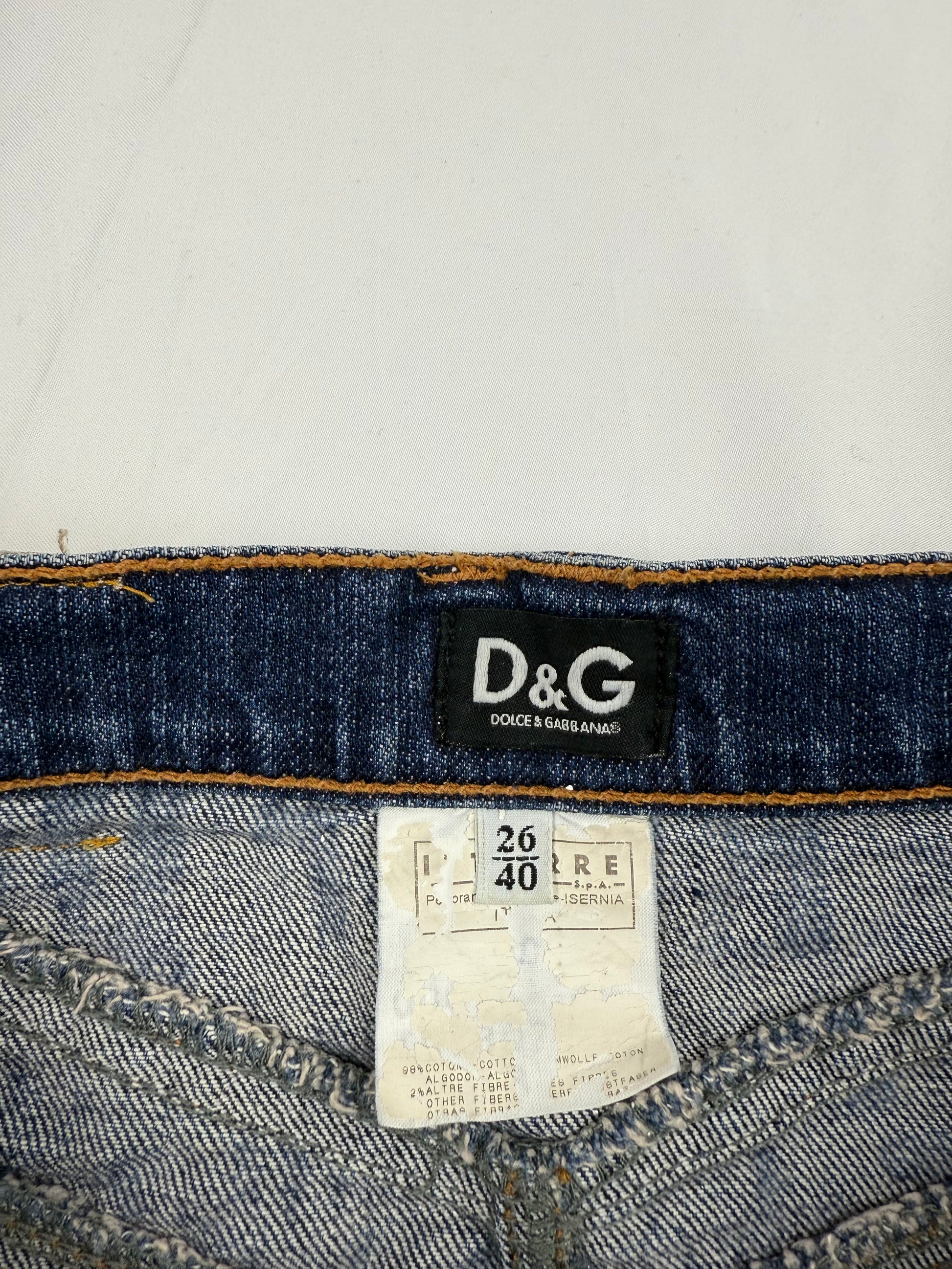 Blue denim low rise mini skirt (S)