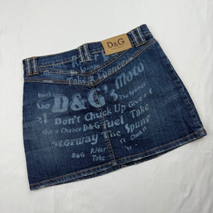Blue denim low rise mini skirt (S)