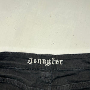 Black denim low rise mini skirt (M)
