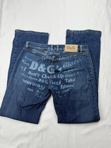 Blue denim low rise bootcut pants (S/M)