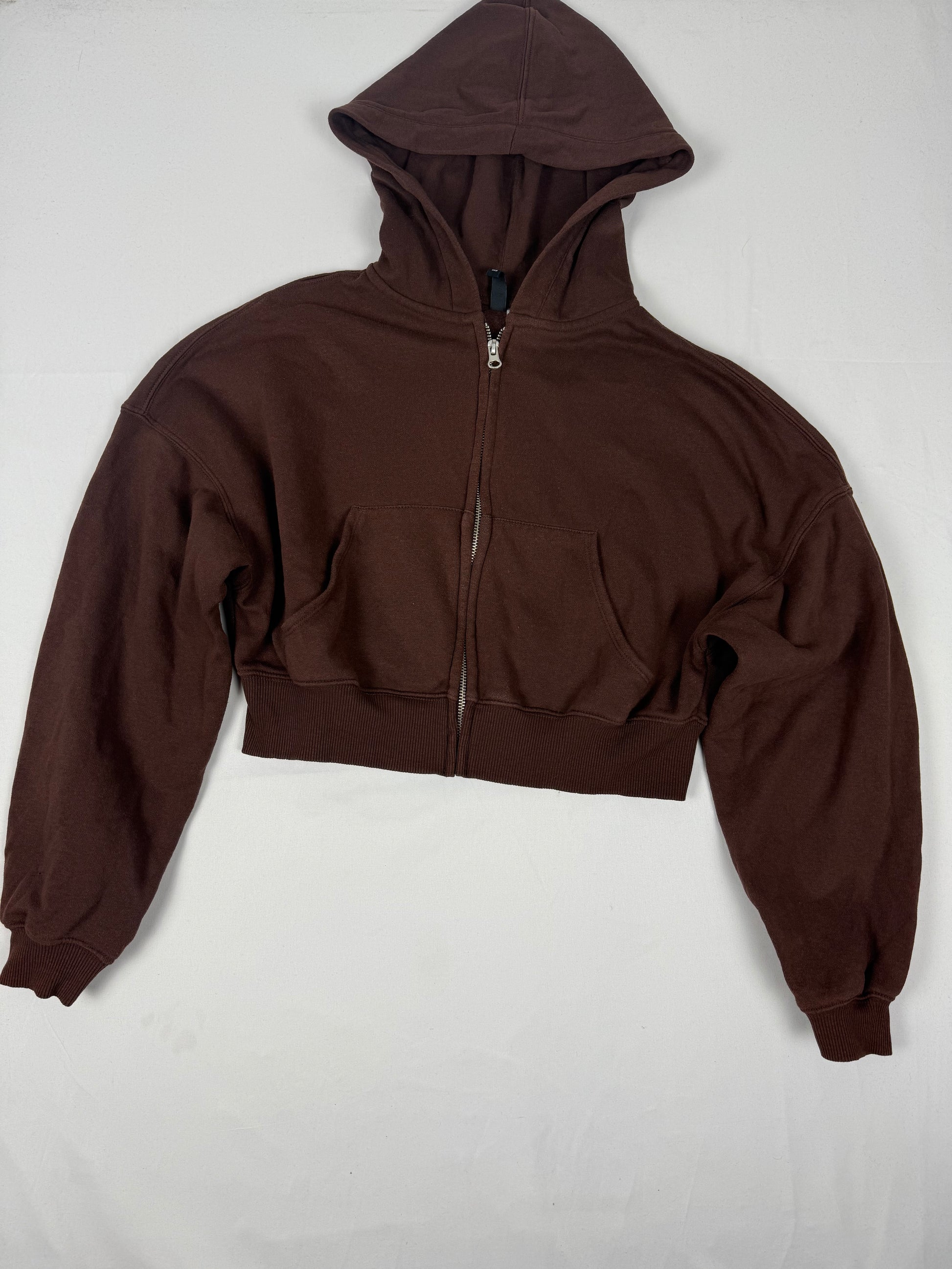 Brown crop cotton hoodie (L)
