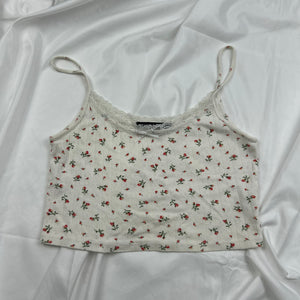 White floral print cami top (S)