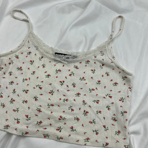 White floral print cami top (S)
