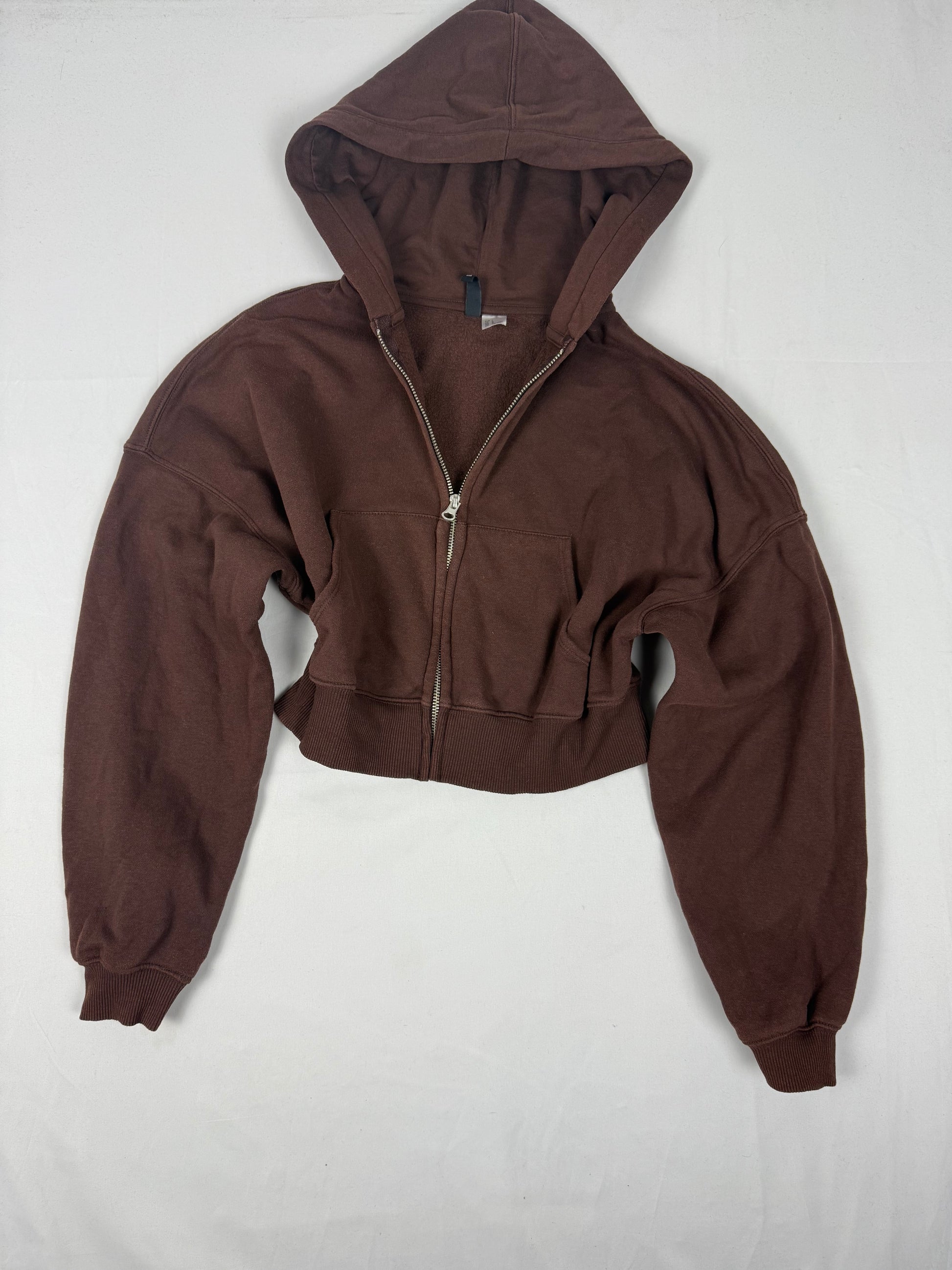 Brown crop cotton hoodie (L)