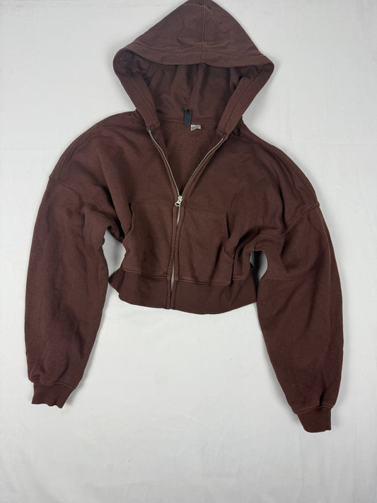 Brown crop cotton hoodie (L)