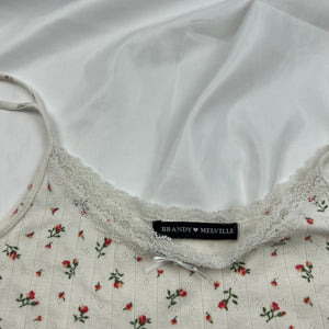 White floral print cami top (S)