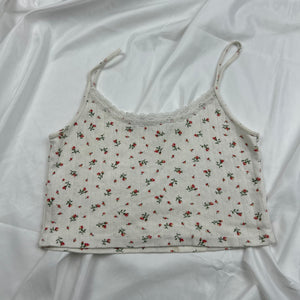 White floral print cami top (S)