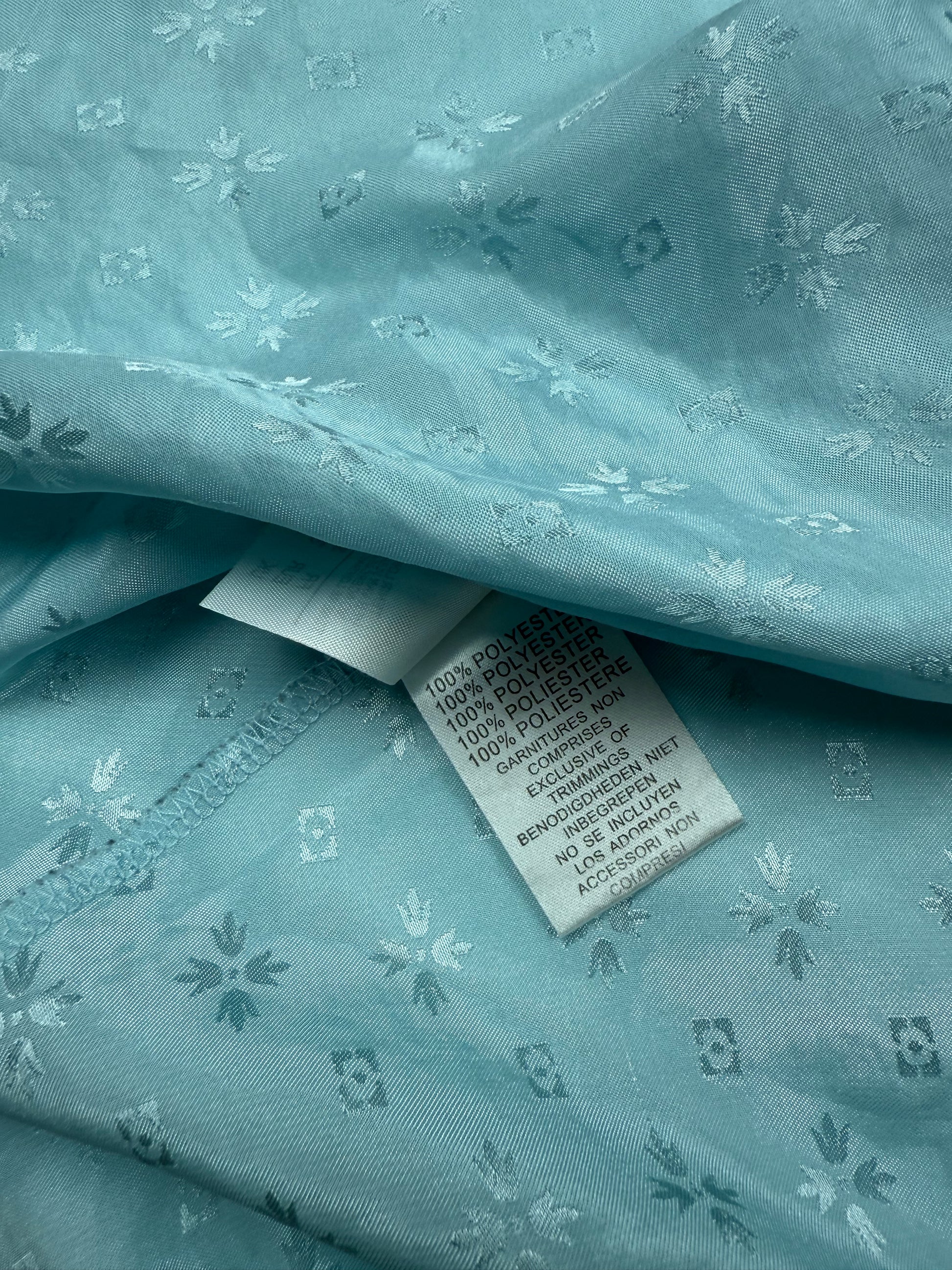 Baby blue floral silky babydoll dress (M)