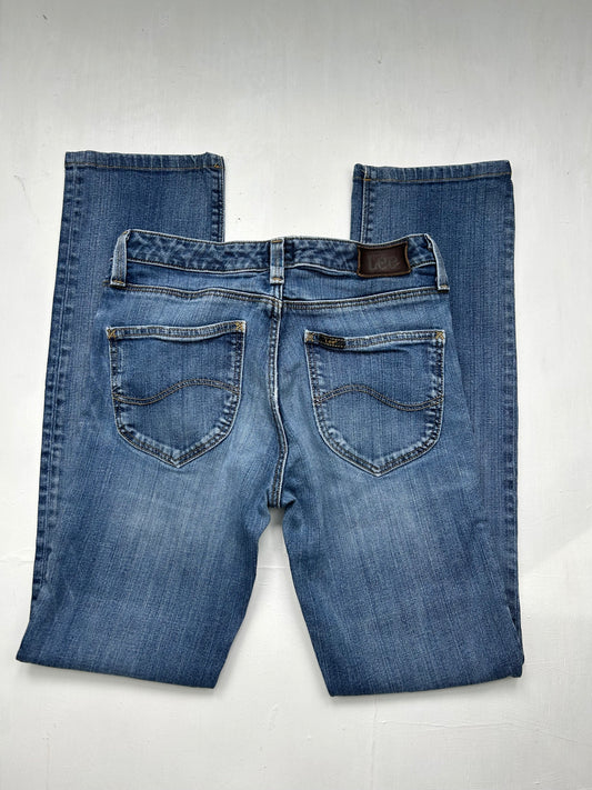 Blue denim low rise bootcut pants (XS)