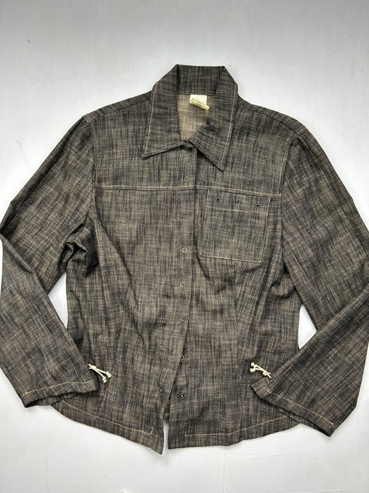 Brown denim blazer office siren jacket + pants set (S/M)