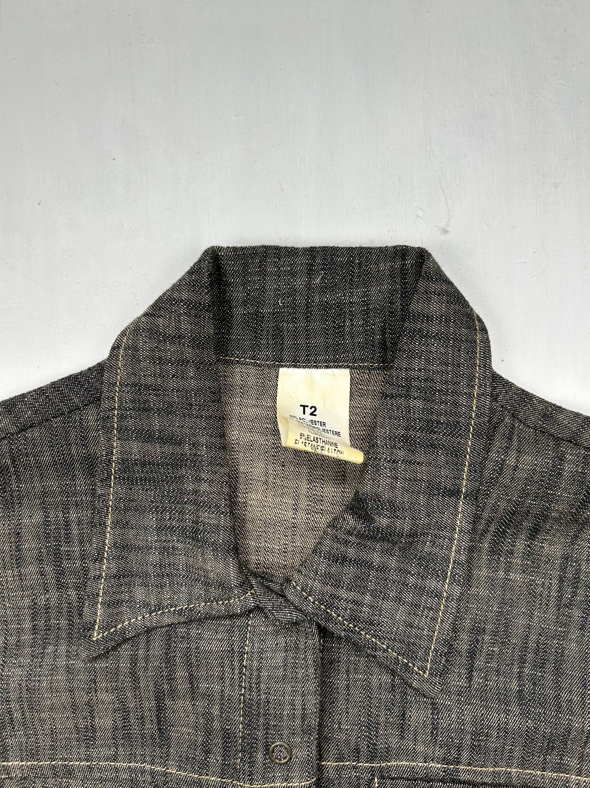 Brown denim blazer office siren jacket + pants set (S/M)