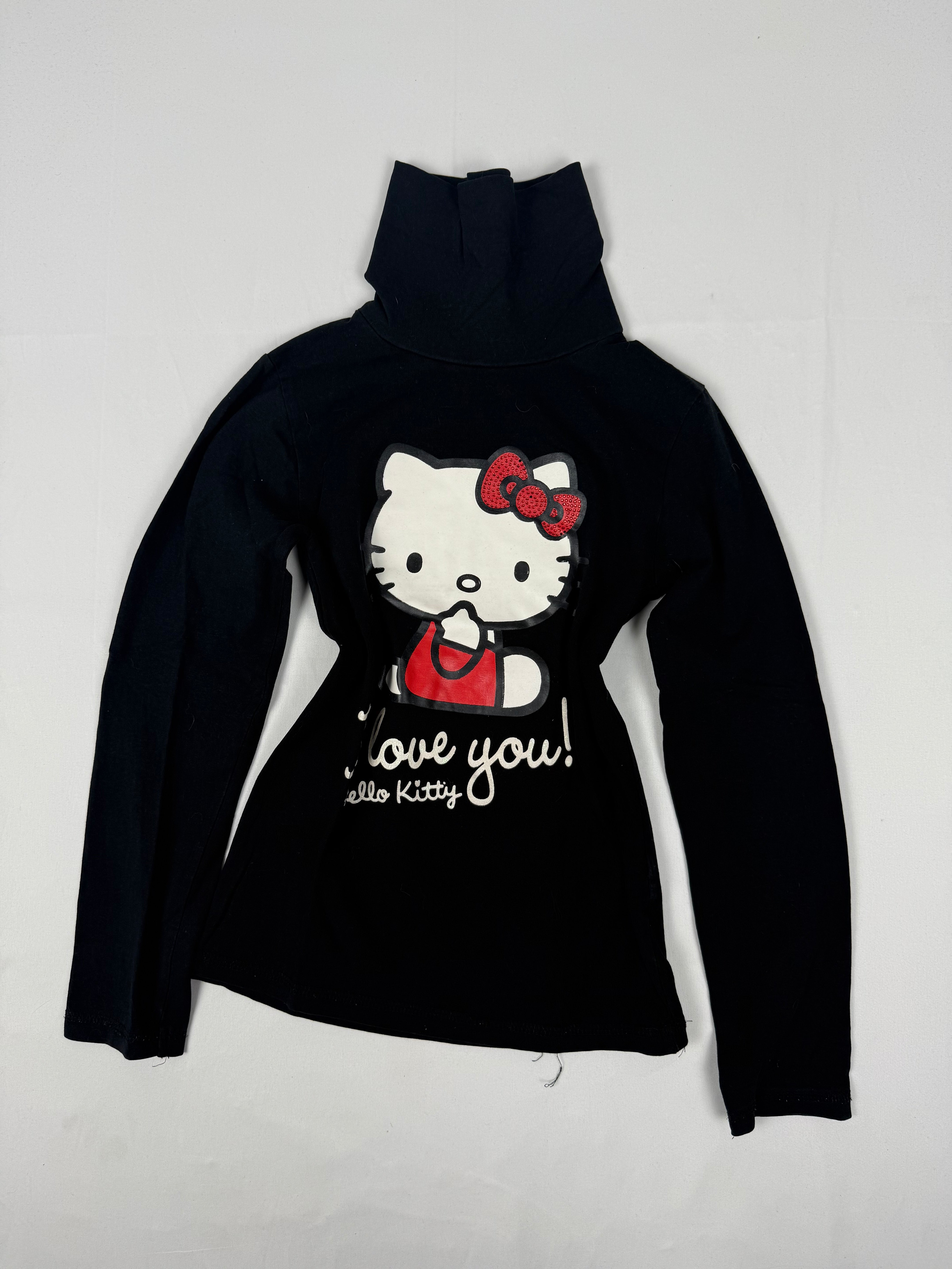 Black kitten logo long sleeves top (XS)