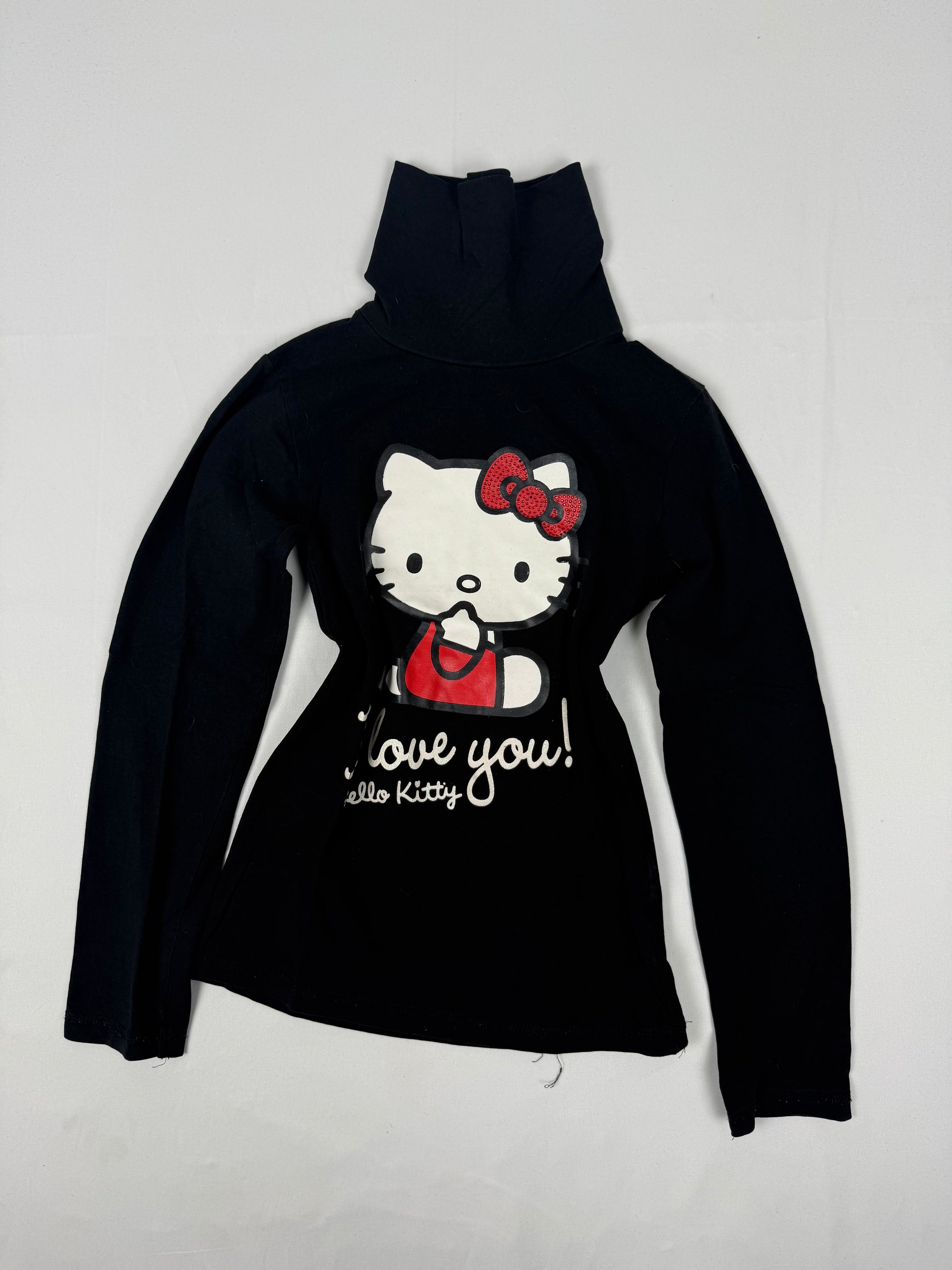 Black kitten logo long sleeves top (XS)