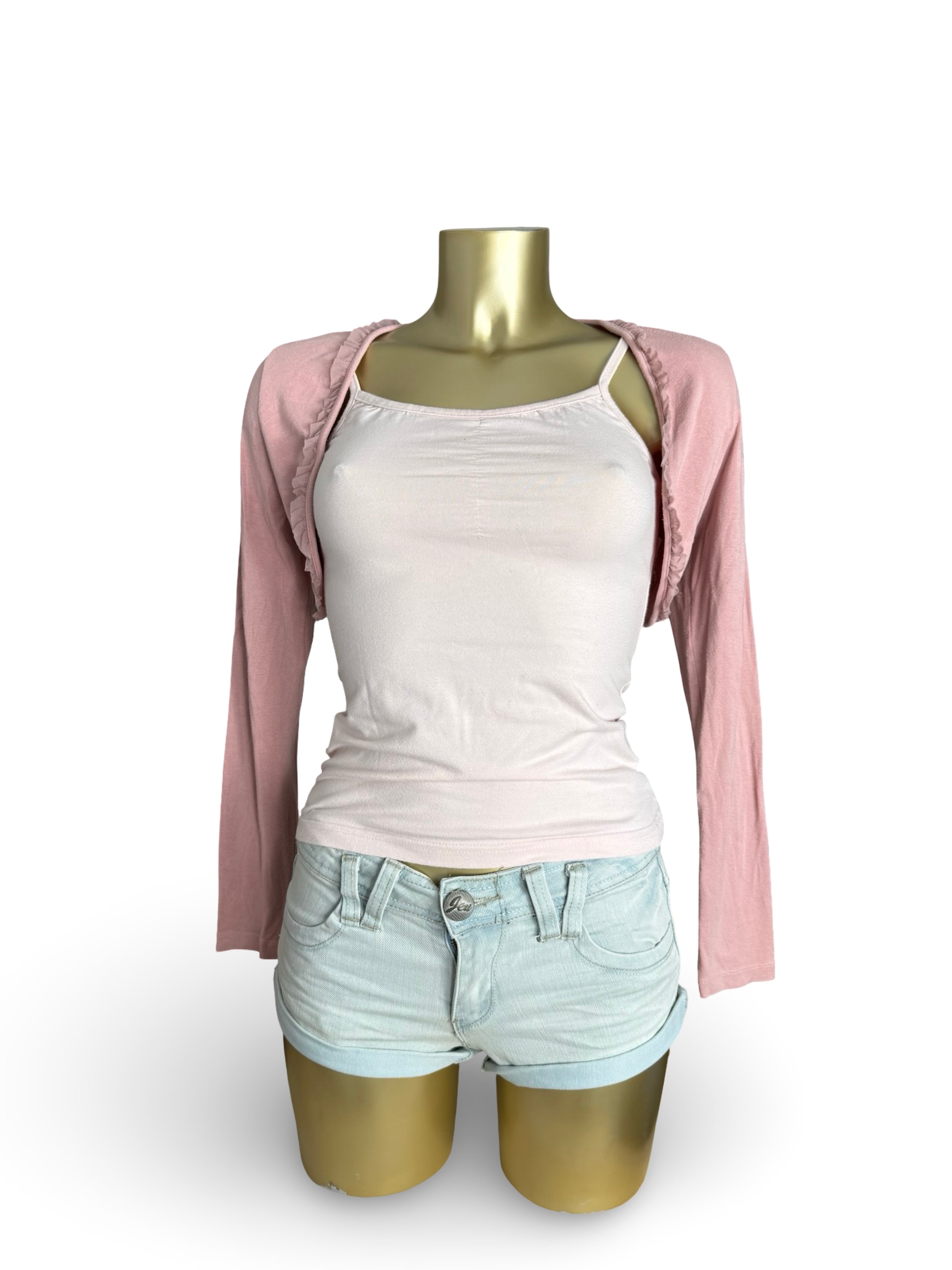 Pink cotton bolero top (L)
