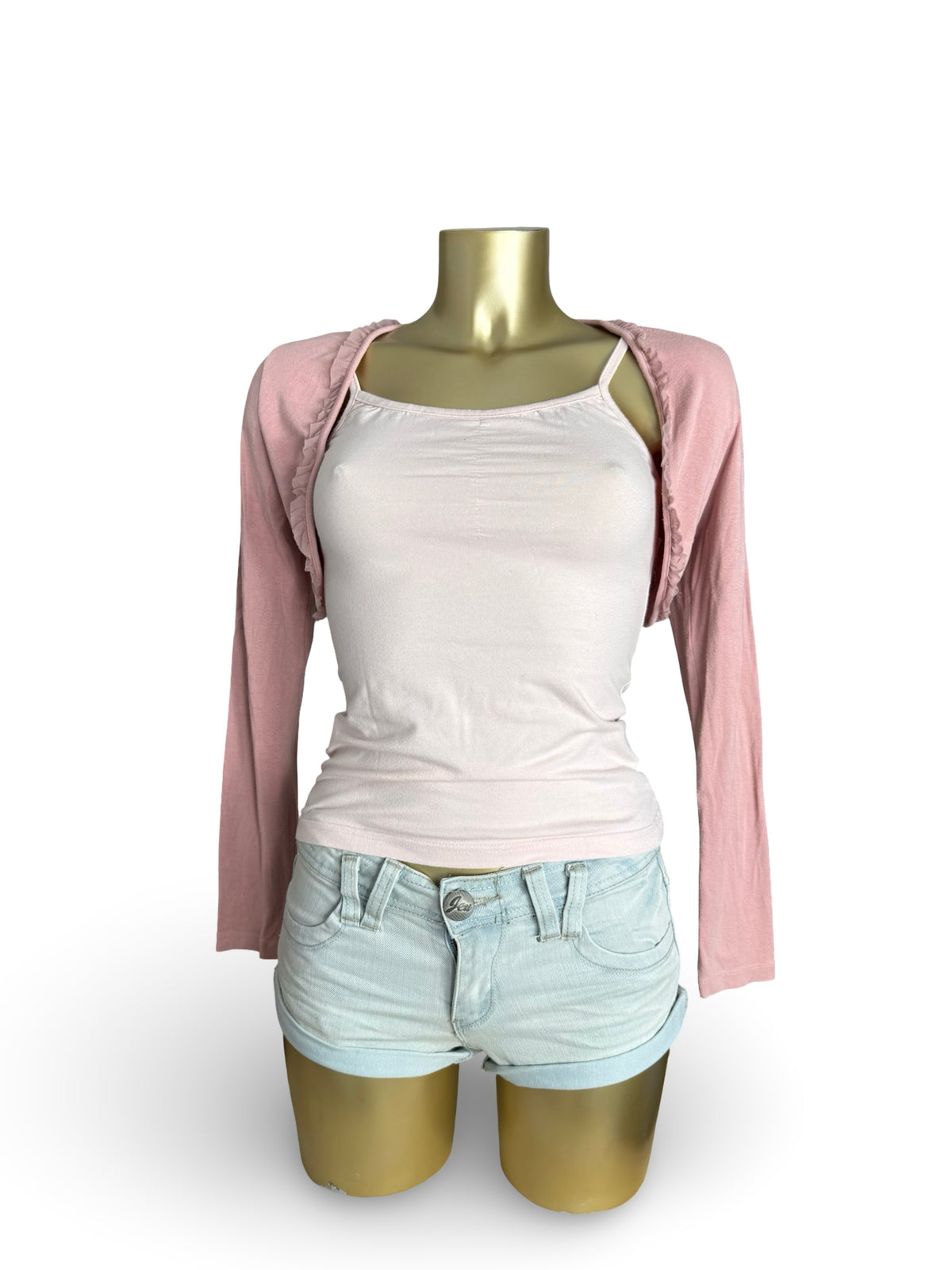 Pink cotton bolero top (L)