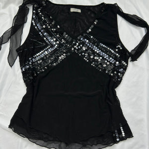 Black mesh sequins summer  top (M)