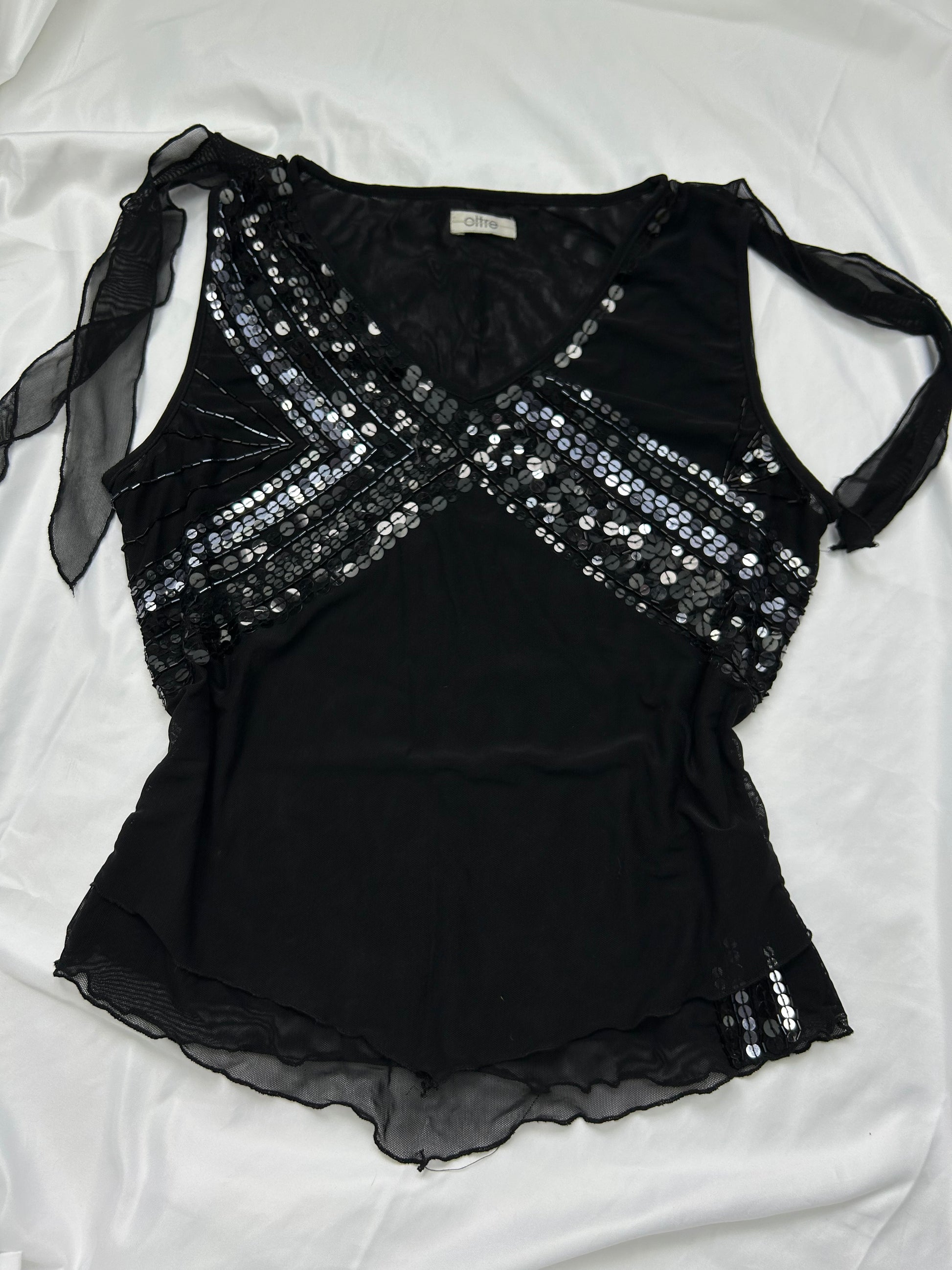 Black mesh sequins summer  top (M)