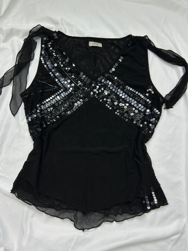 Black mesh sequins summer  top (M)