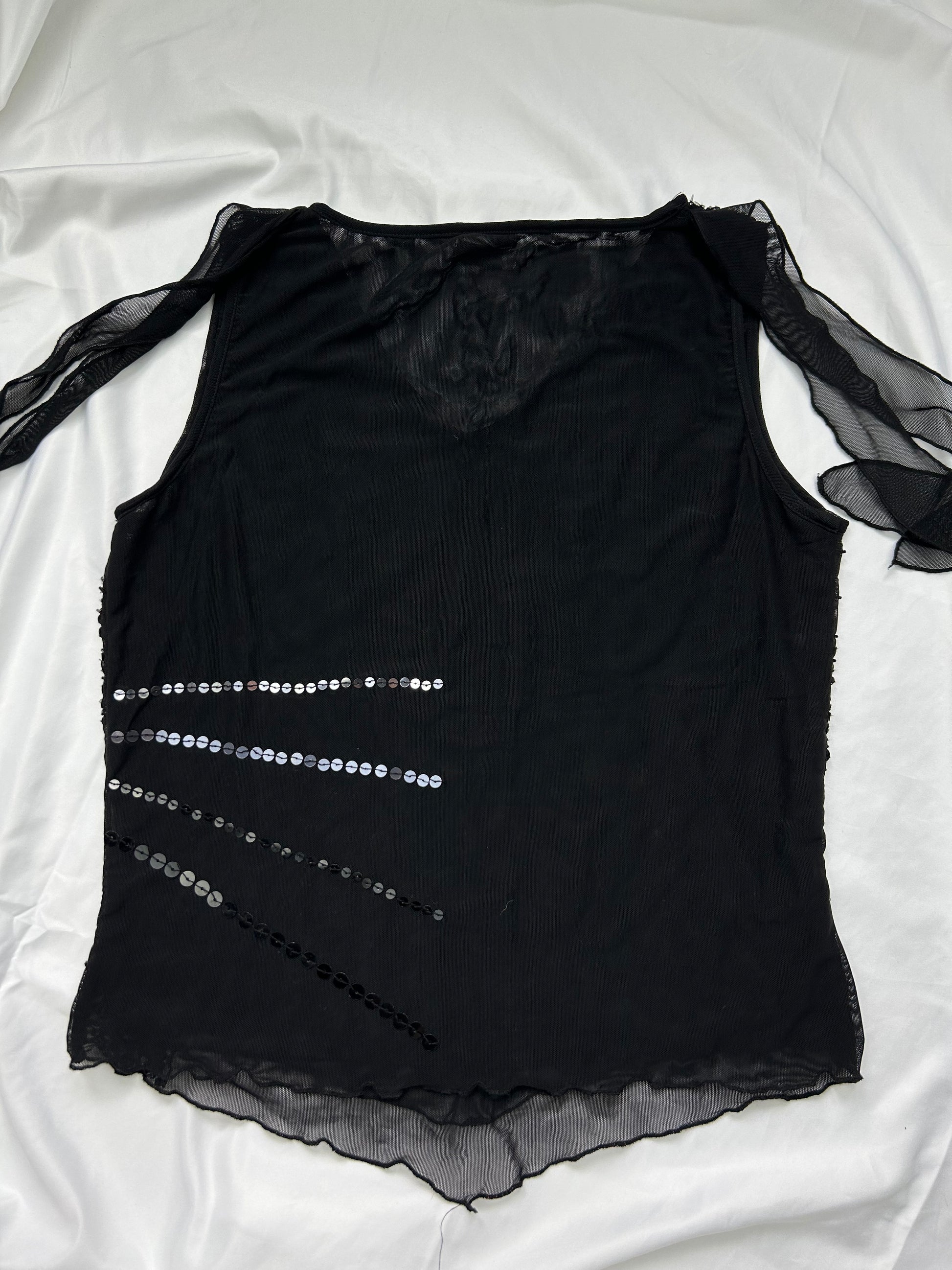 Black mesh sequins summer  top (M)