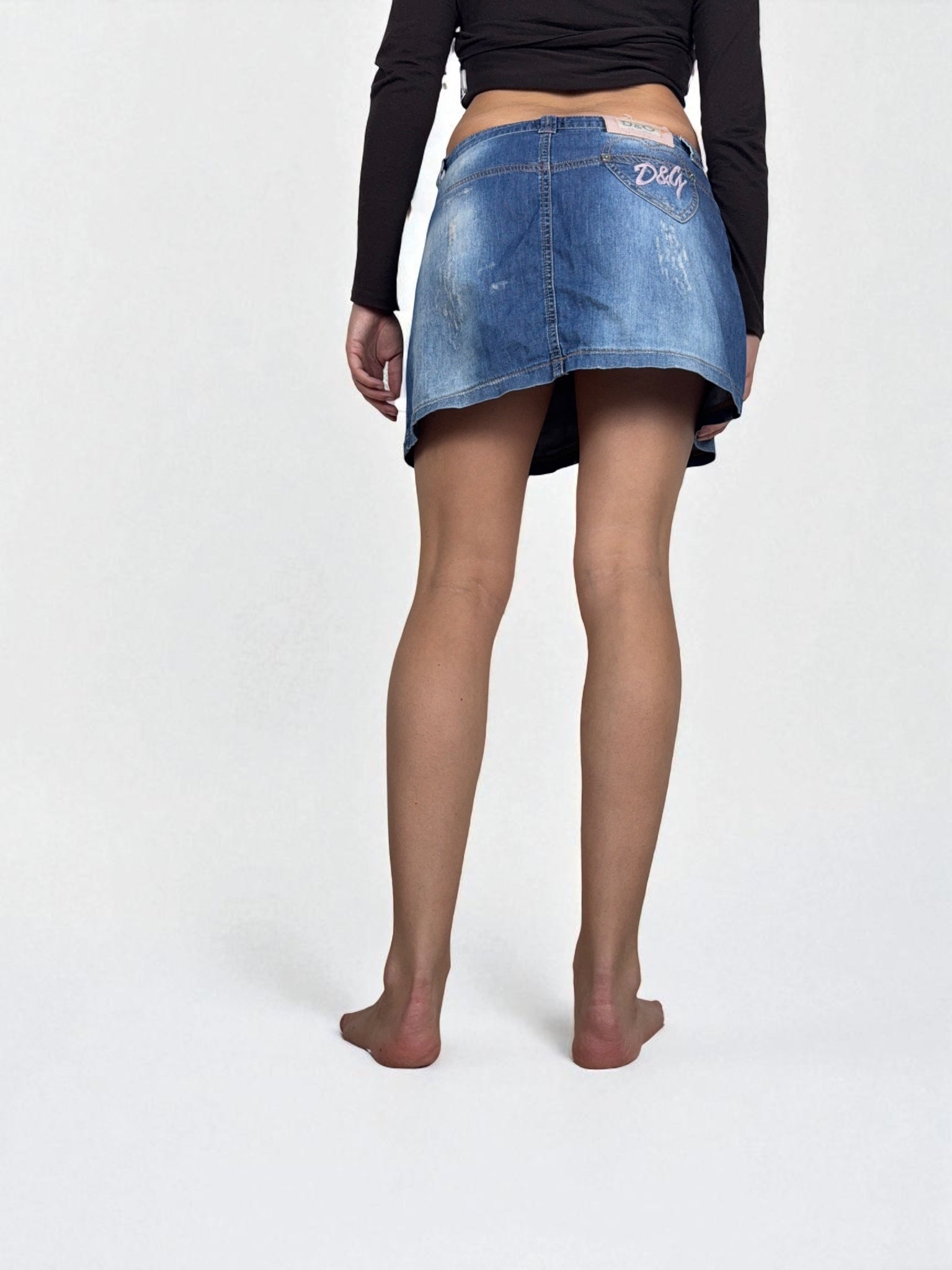 Blue denim low rise mini skirt (S/M)