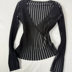 Black ribbed tight fit wrap cardigan  jumper (M/L)