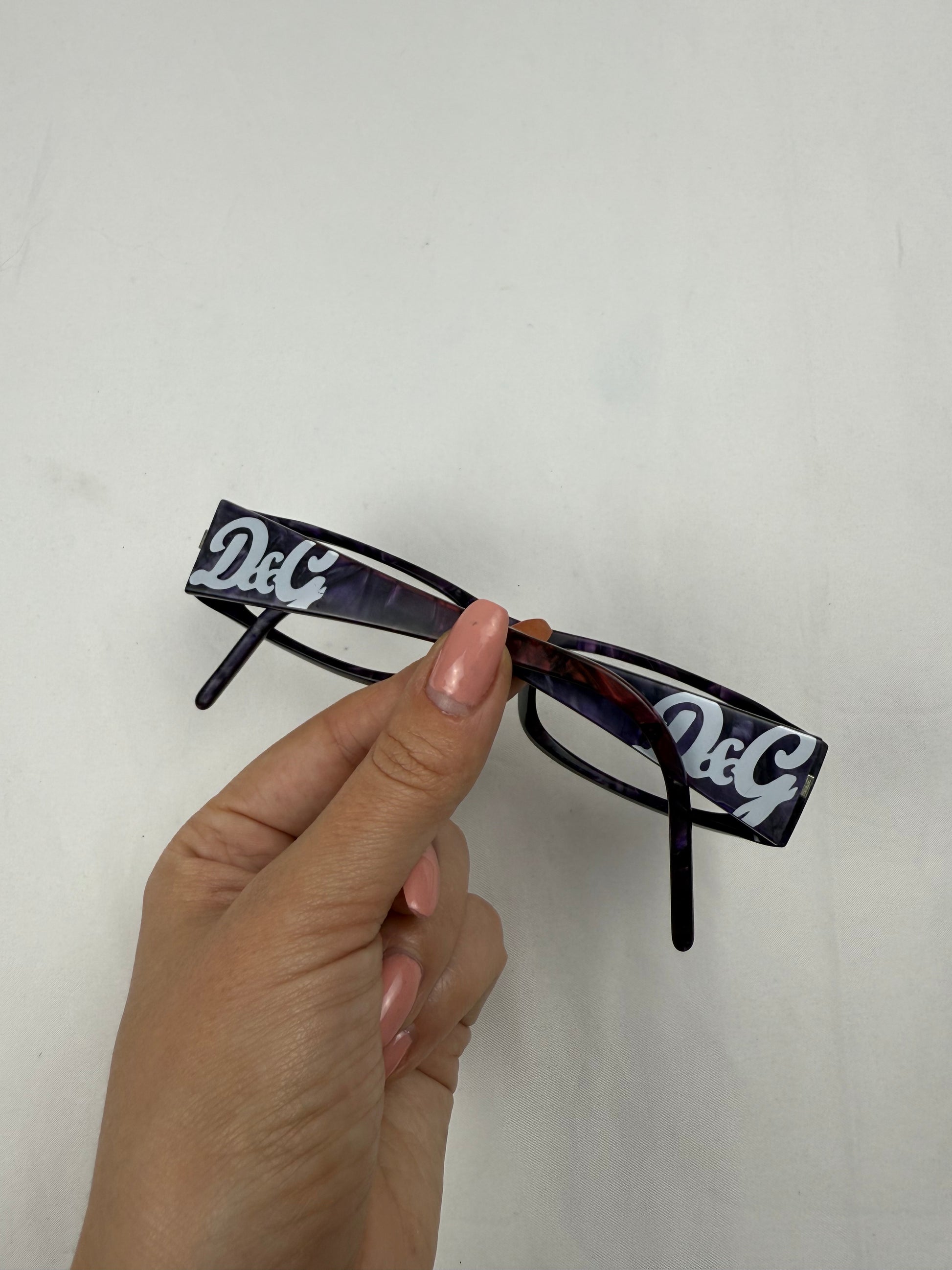 Purple 2000s logo office glasses