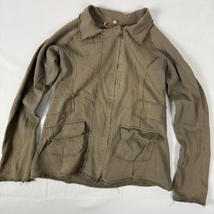 Khaki zip up 100% cotton sweatshirt jacket (L)