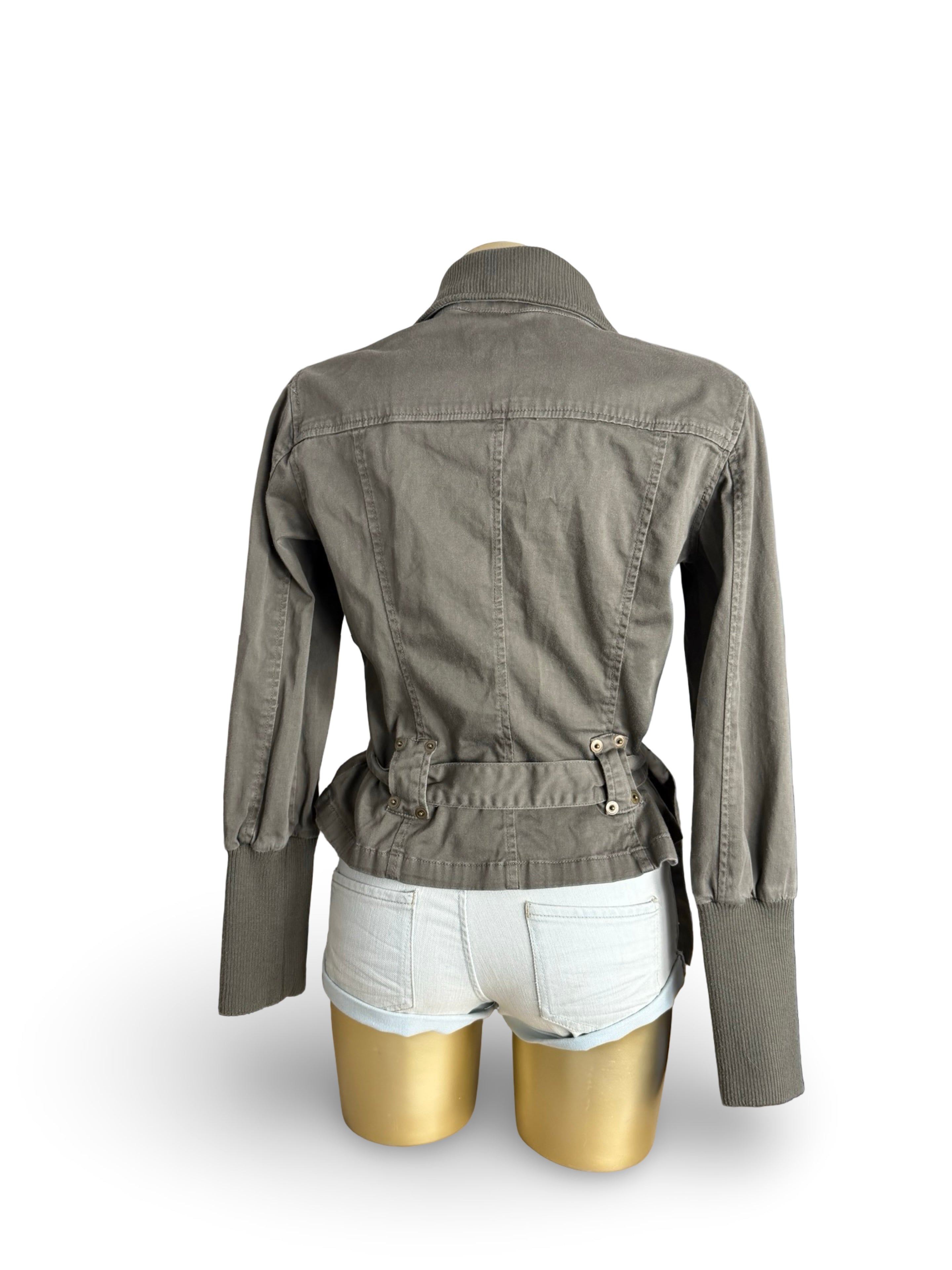 Khaki 100% cotton tight fit jacket (L)