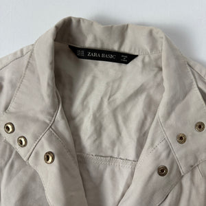 Beige zip up tie up trench jacket (XS)