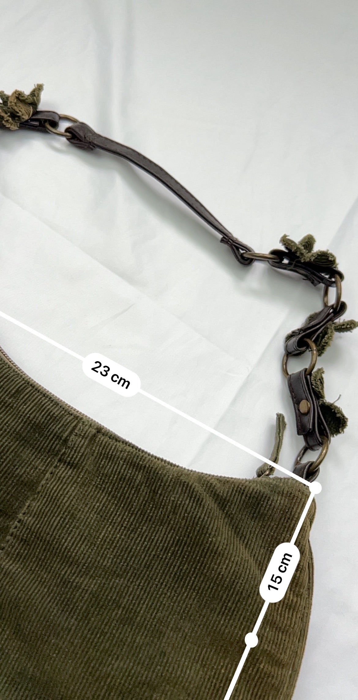 Khaki velvet besace shoulder bag