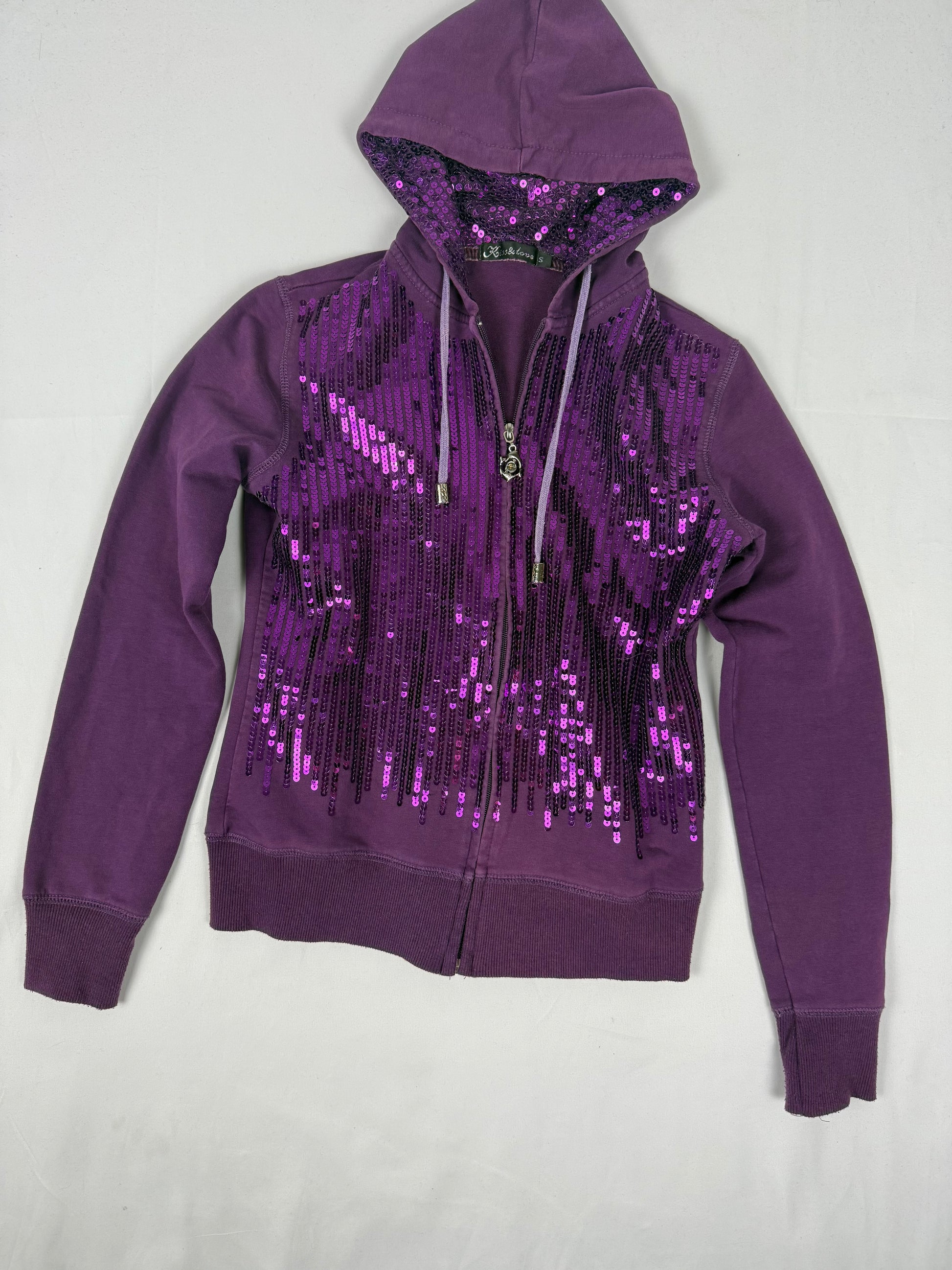 Purple sequins zip up hoodie (S/M)