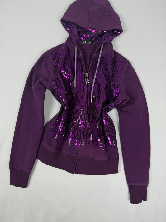 Purple sequins zip up hoodie (S/M)