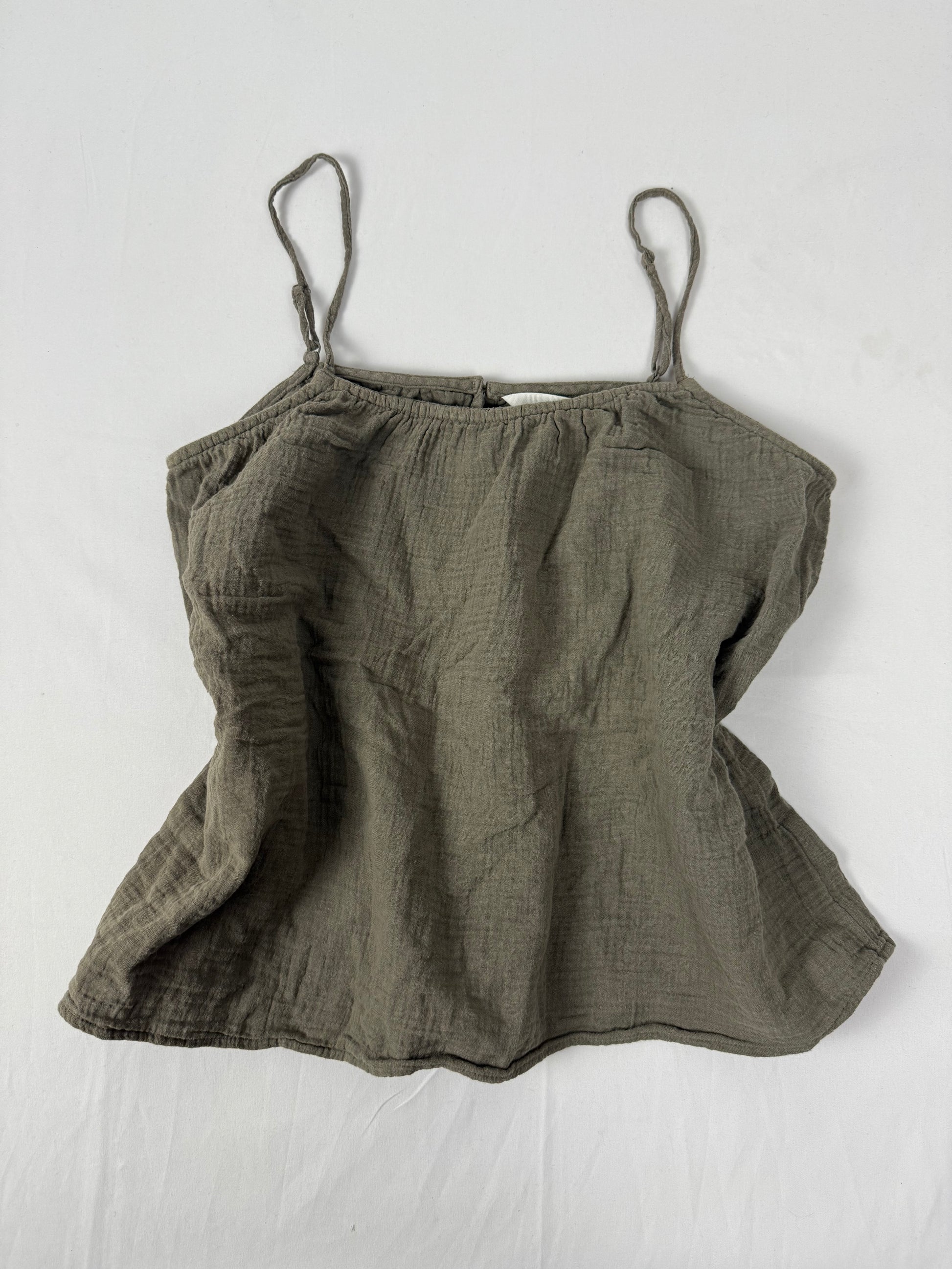 Khaki 100% cotton cami top (XS/S)