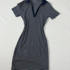 Navy striped cotton polo dress (XS)