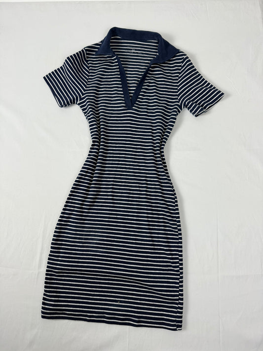 Navy striped cotton polo dress (XS)