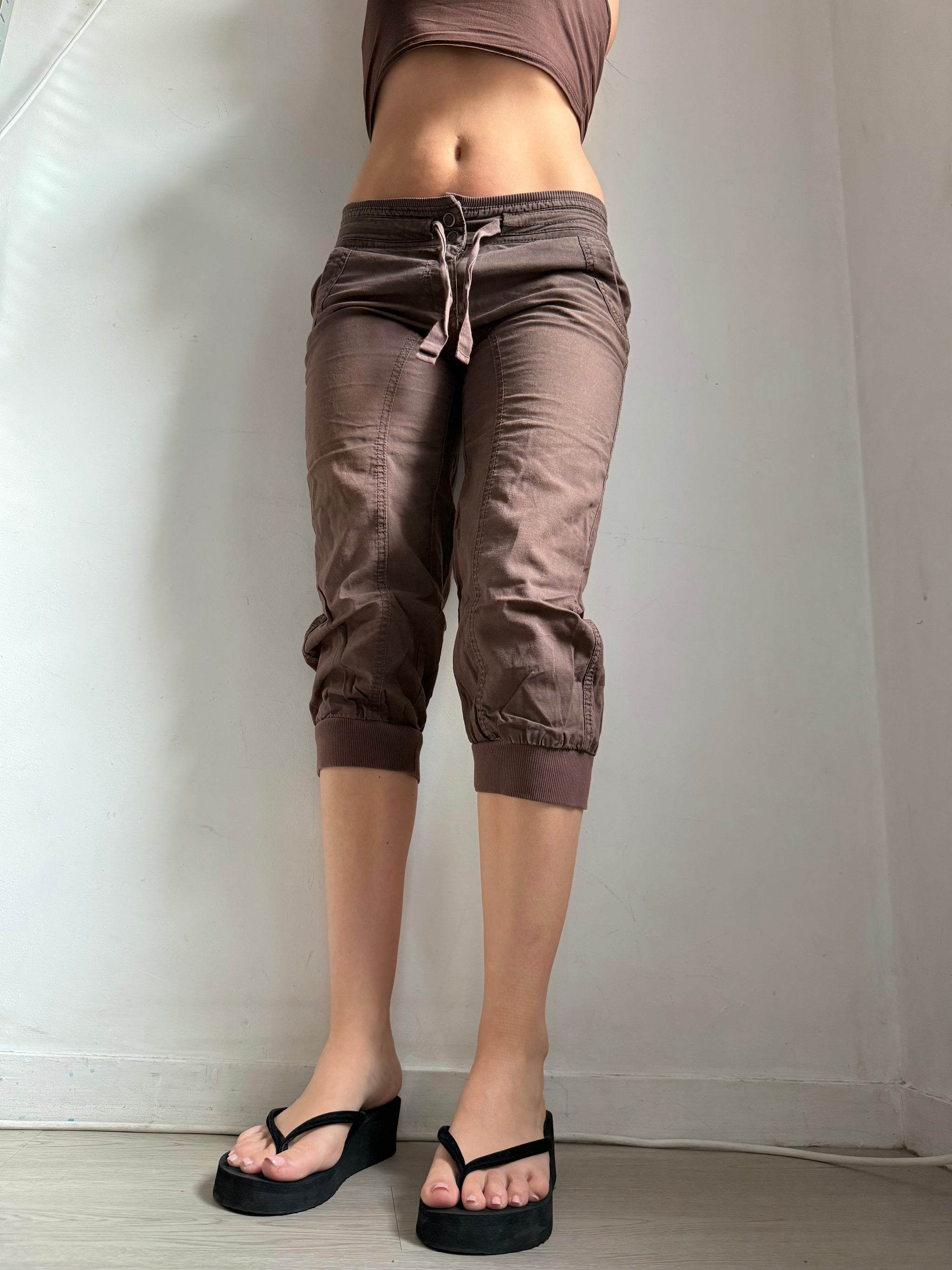 Brown linen capri pants (S)