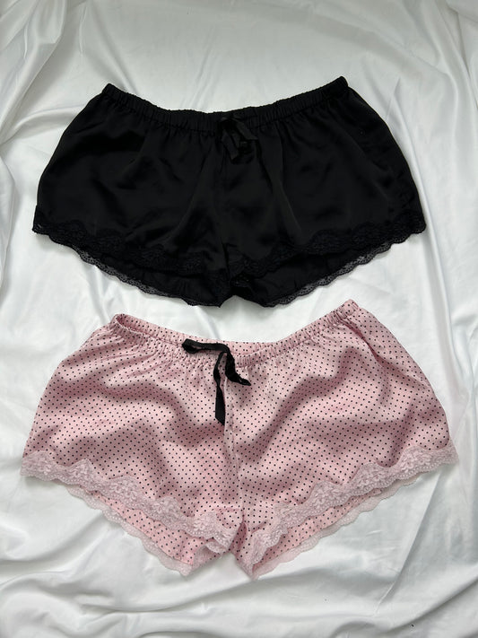Satin low rise lingerie mini shorty (M)
