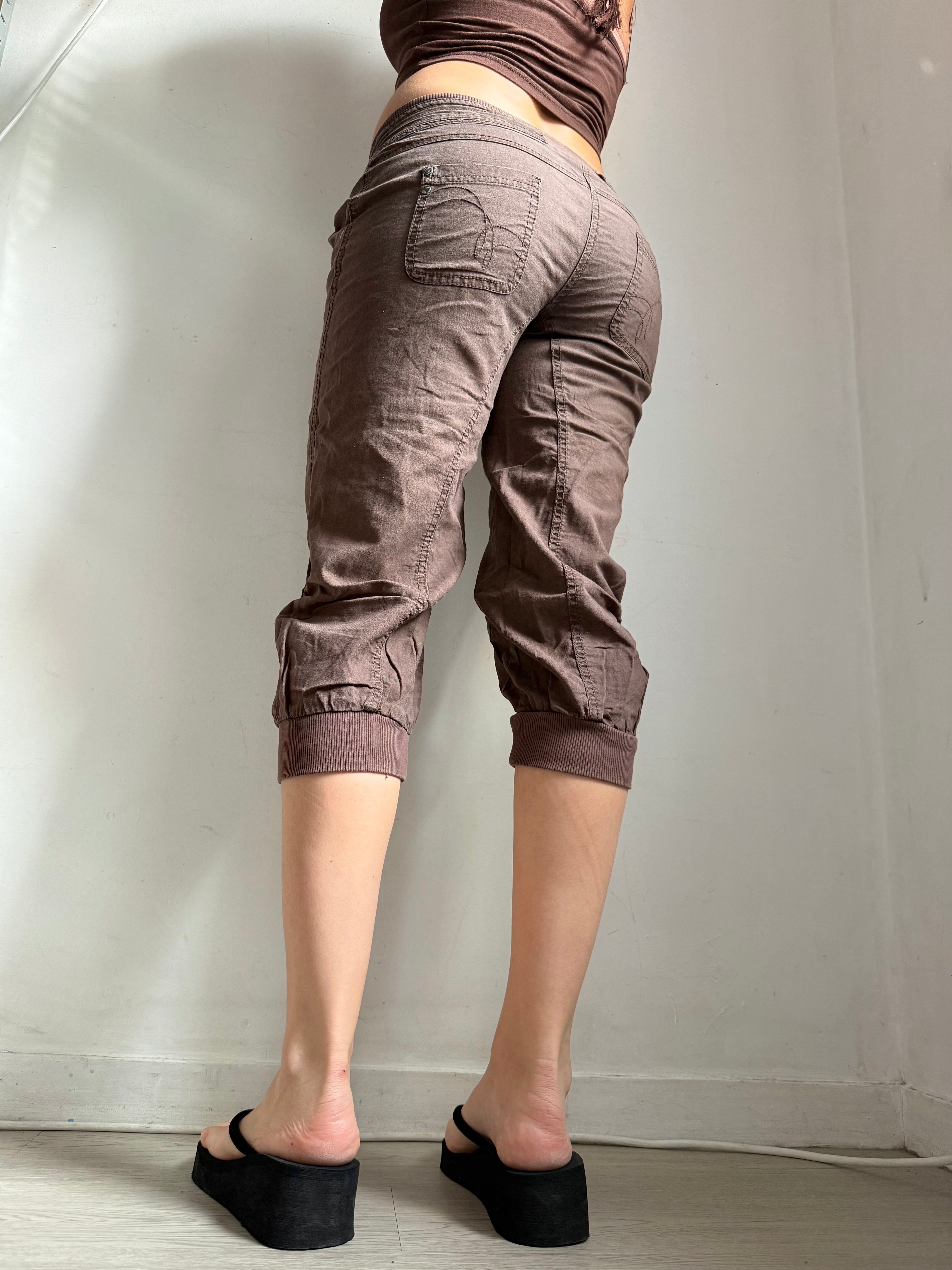 Brown linen capri pants (S)