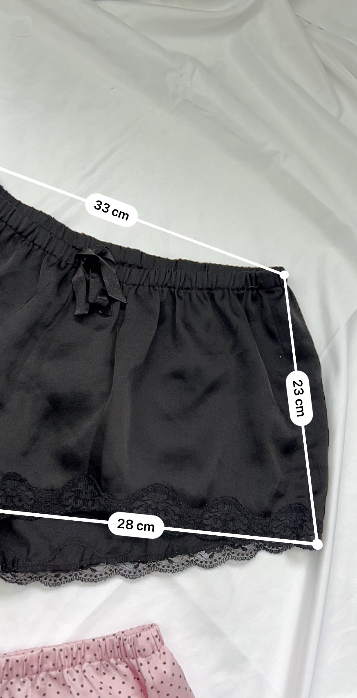 Satin low rise lingerie mini shorty (M)